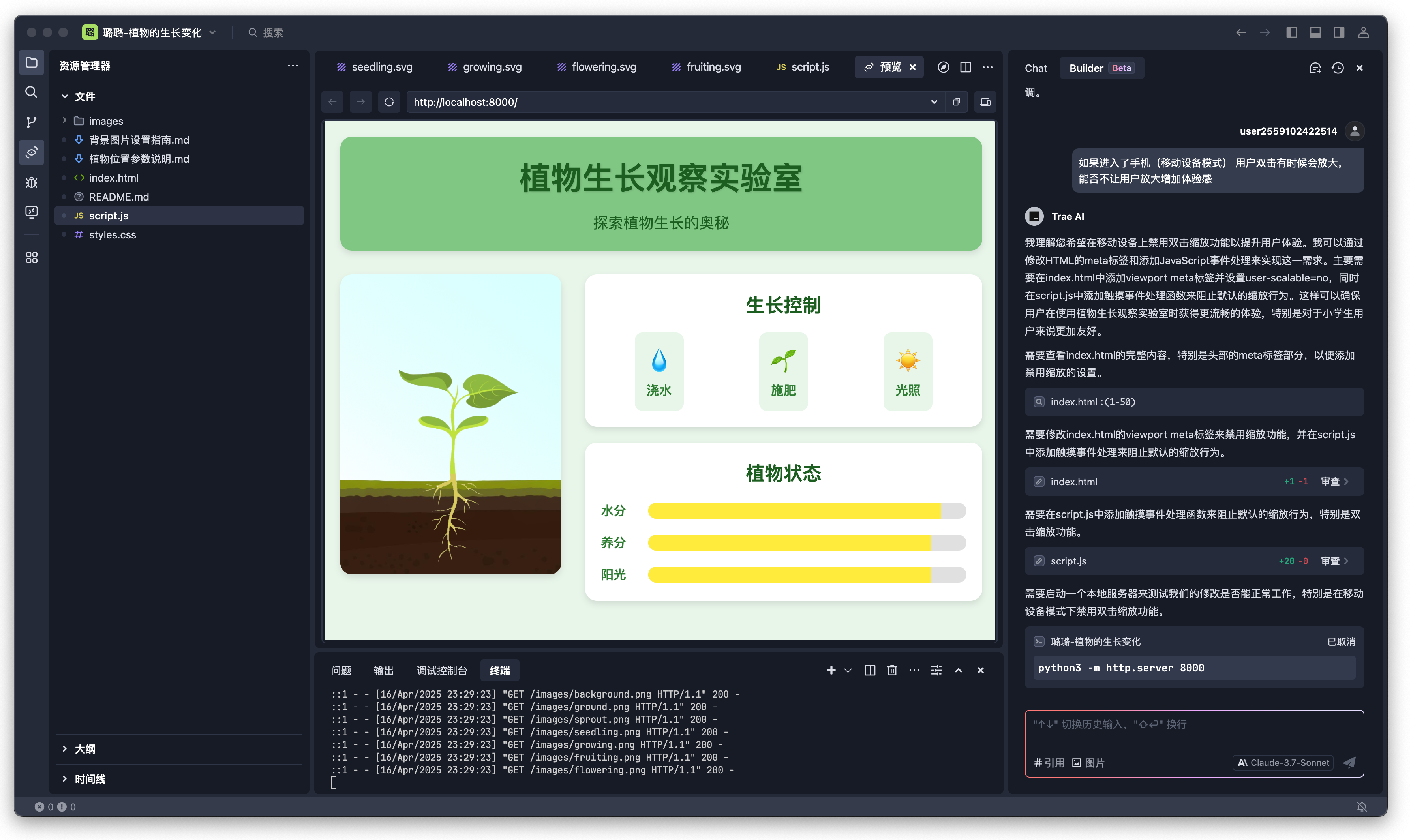 在Trae中预览调试